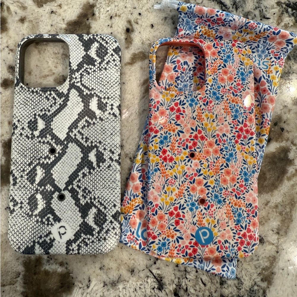 Loopy Case Black and White Snake Print with Floral Pouch